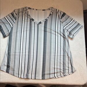 Striped V-Neck Women's Top XXL